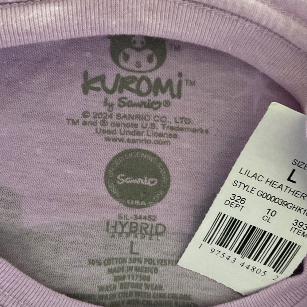 Sanrio Kuromi Lavender Kids Tee. Print on Front and Back. Size Kids Large - Picture 5 of 6